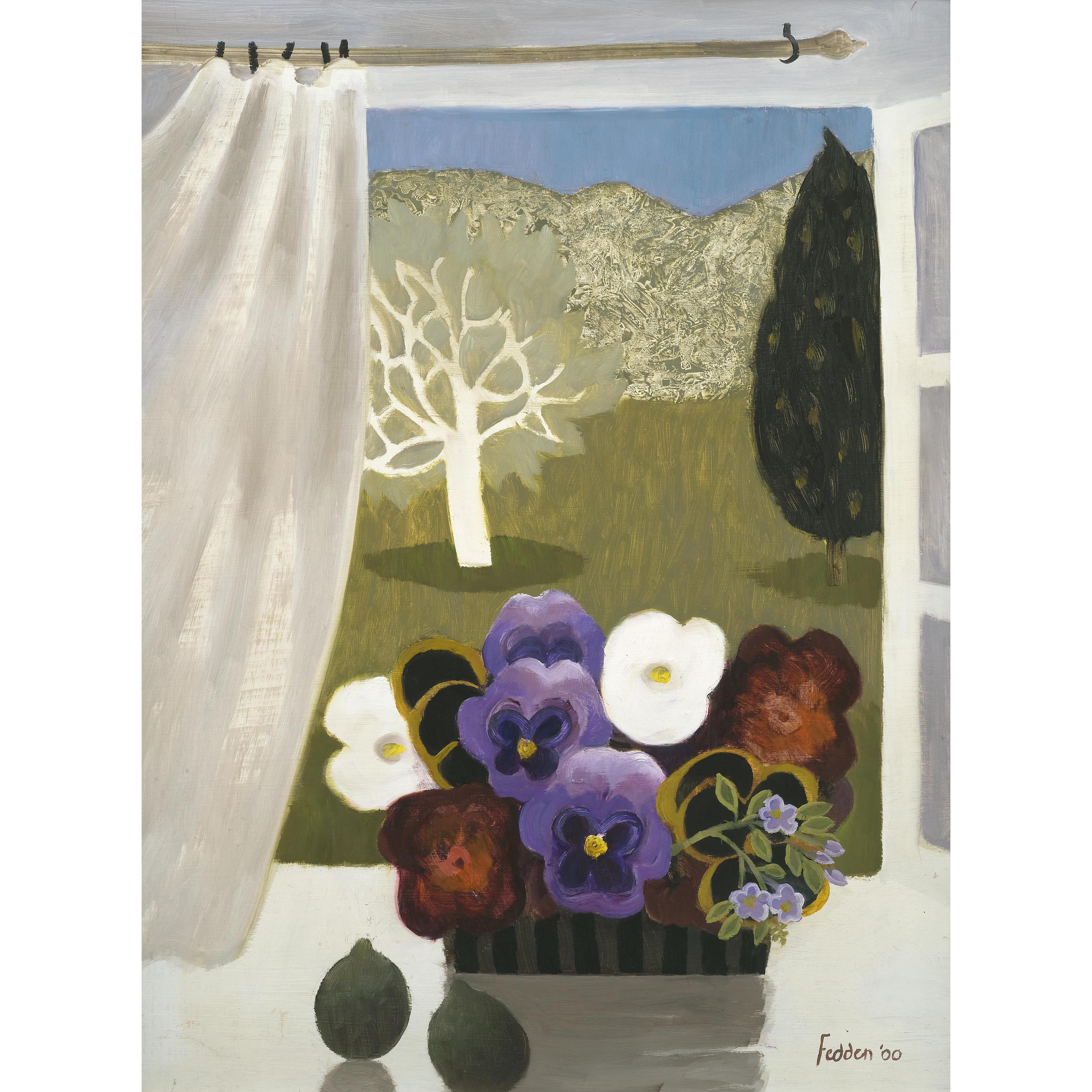 MARY FEDDEN. PANSIES IN PROVENCE. 2000. SOLD