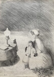 Mary Fedden Mother and Child drawing